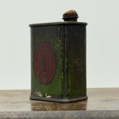 Vintage Singer Sewing Machine Oil Can Small Green Tin Edwardian