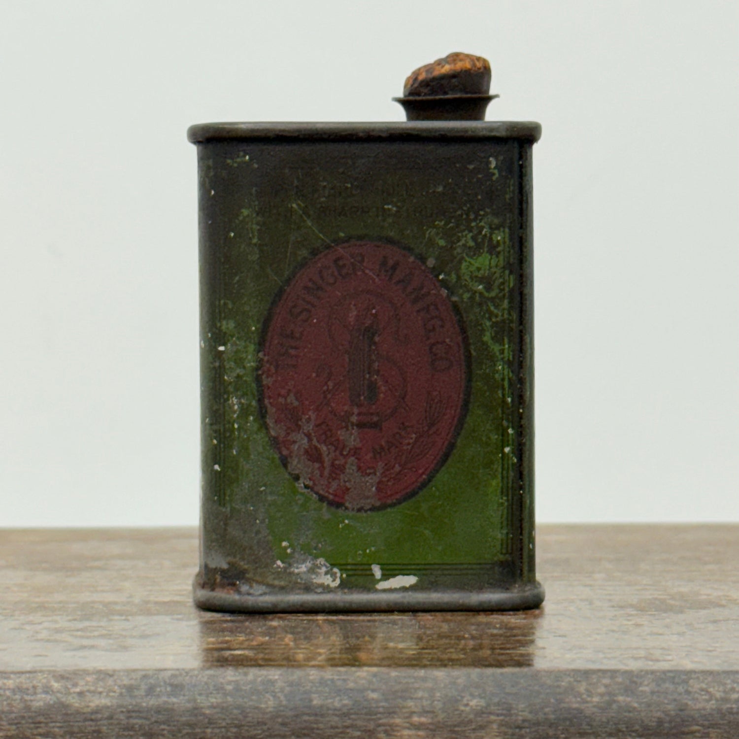 Vintage Singer Sewing Machine Oil Can Small Green Tin Edwardian