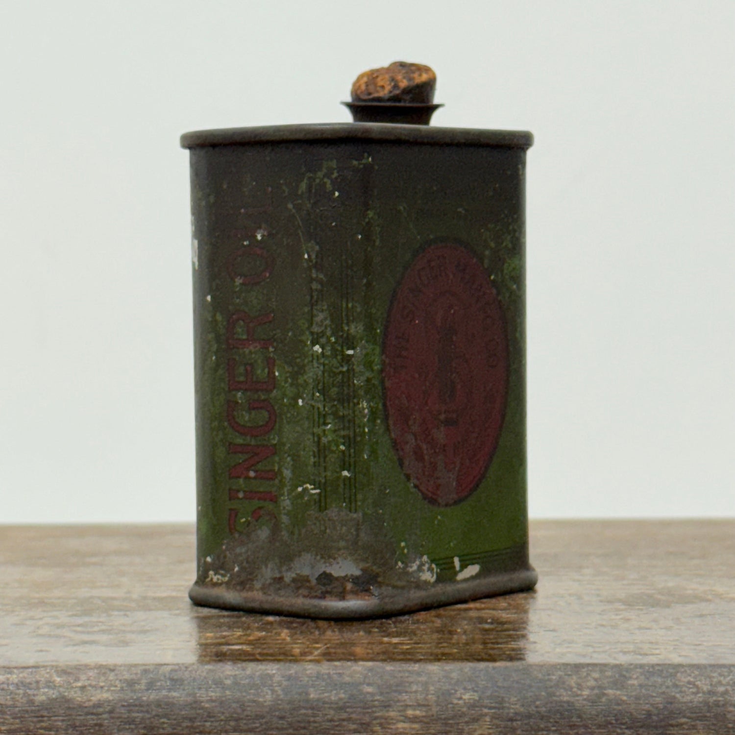 Vintage Singer Sewing Machine Oil Can Small Green Tin Edwardian