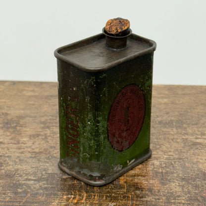 Vintage Singer Sewing Machine Oil Can Small Green Tin Edwardian