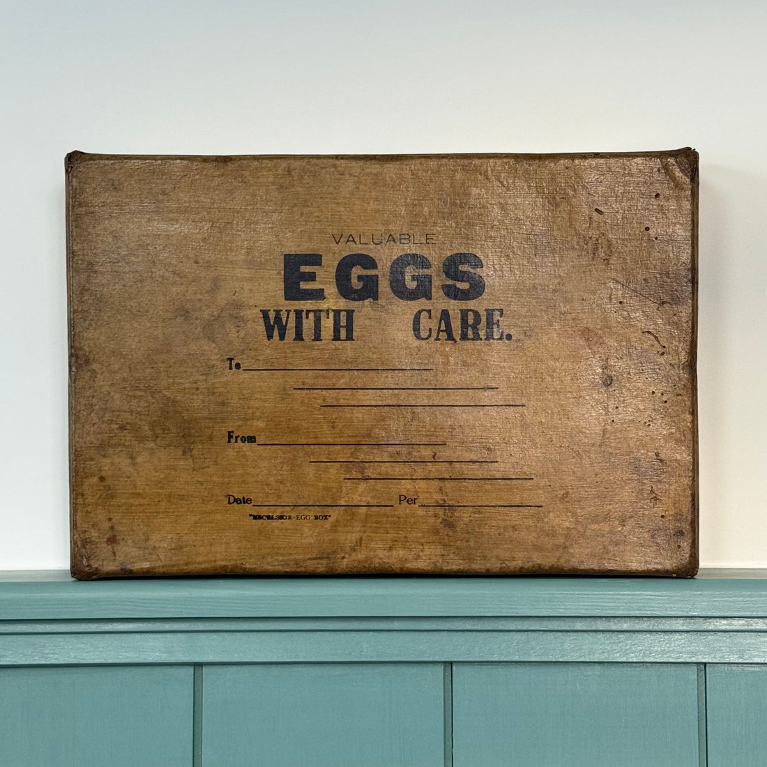 Vintage Cardboard Egg Shipping Box “Valuable Eggs With Care” with Dividers
