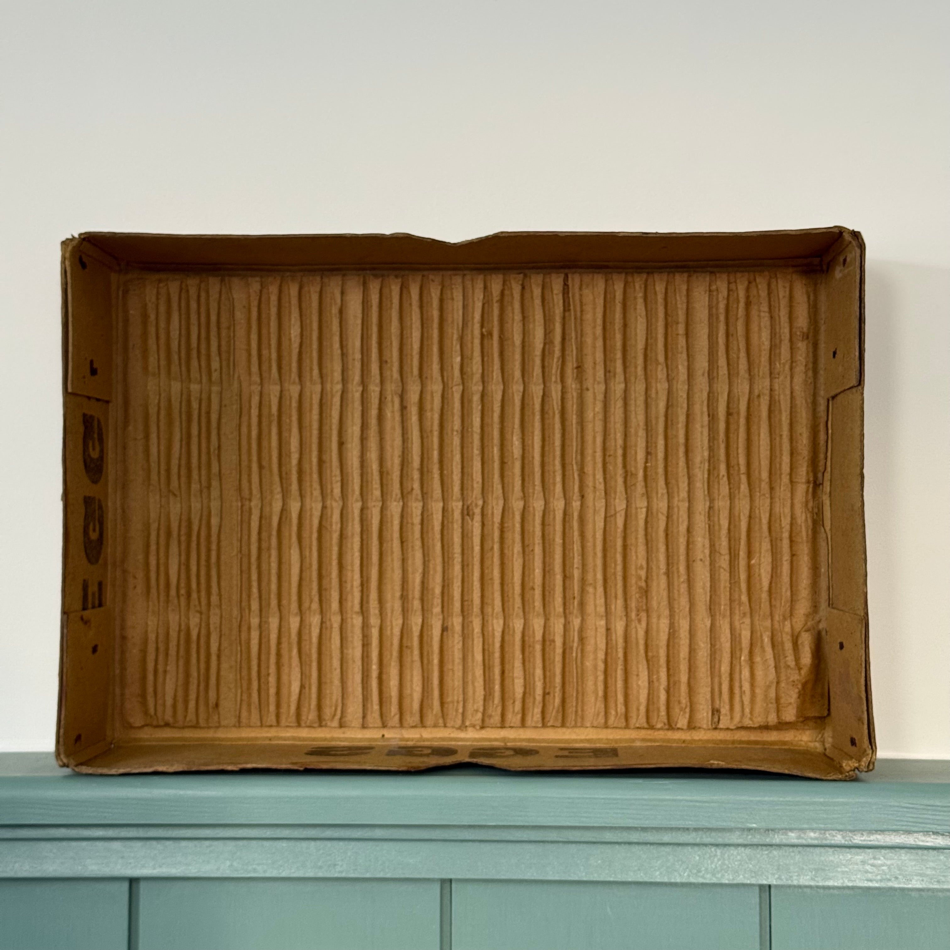 Vintage Cardboard Egg Shipping Box “Valuable Eggs With Care” with Dividers