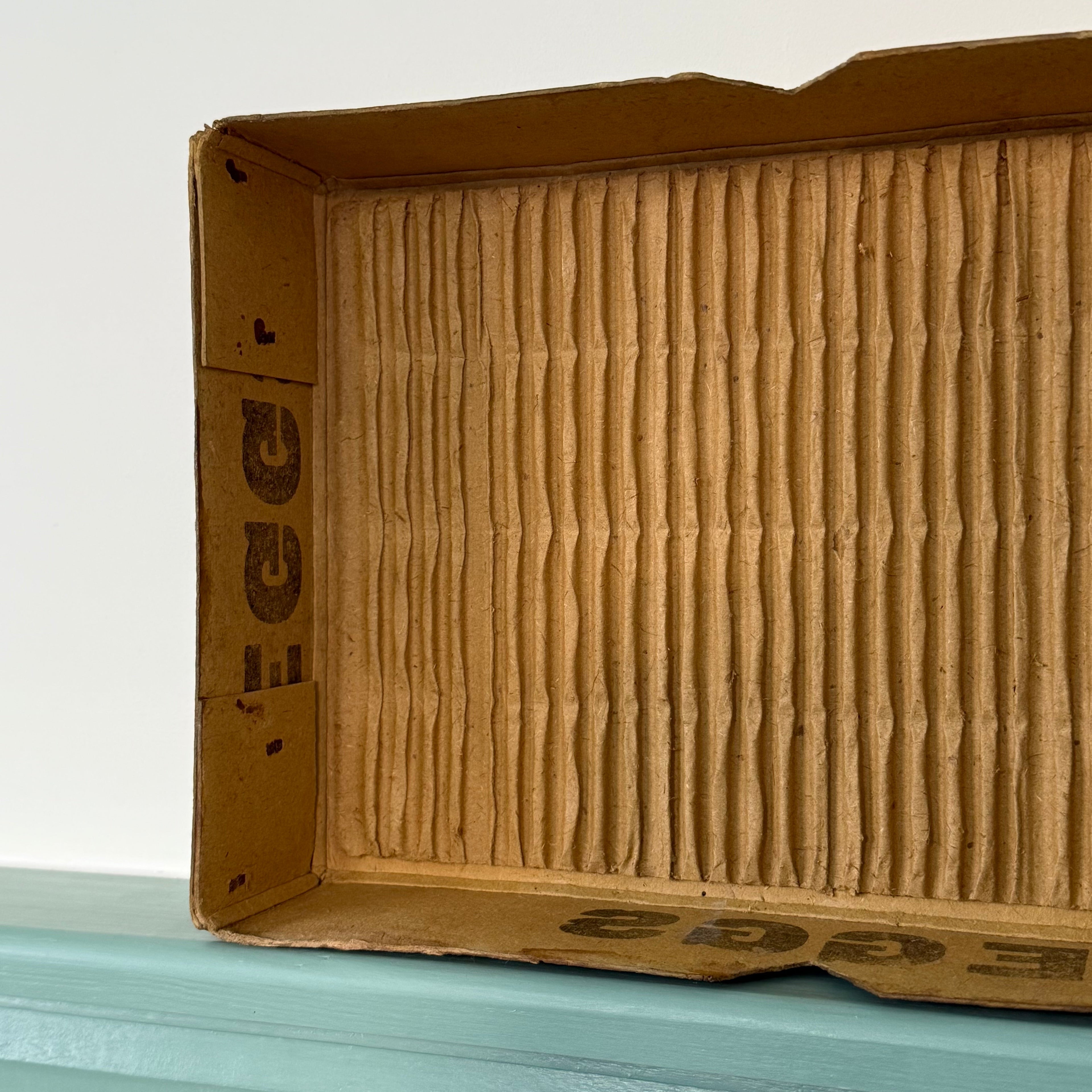 Vintage Cardboard Egg Shipping Box “Valuable Eggs With Care” with Dividers