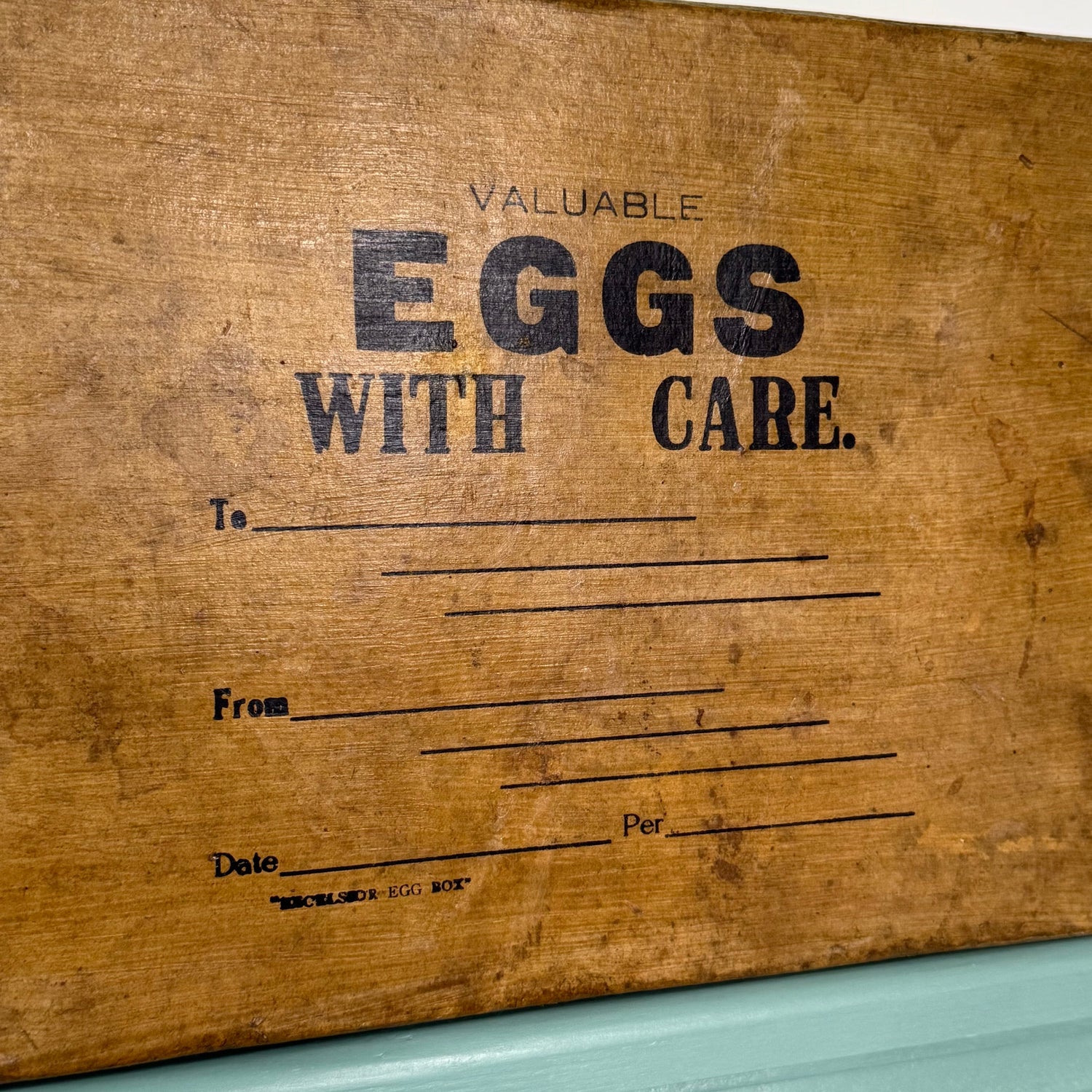 Vintage Cardboard Egg Shipping Box “Valuable Eggs With Care” with Dividers