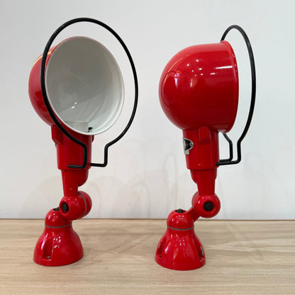 Pair Vintage Jieldé Red Industrial Wall Lights French Articulated