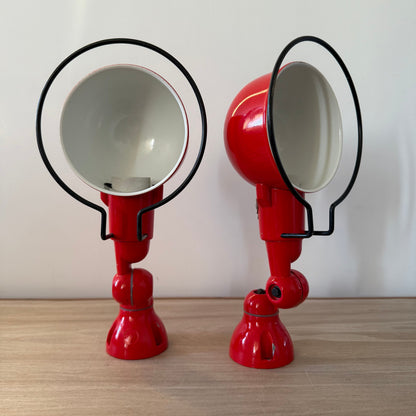Pair Vintage Jieldé Red Industrial Wall Lights French Articulated