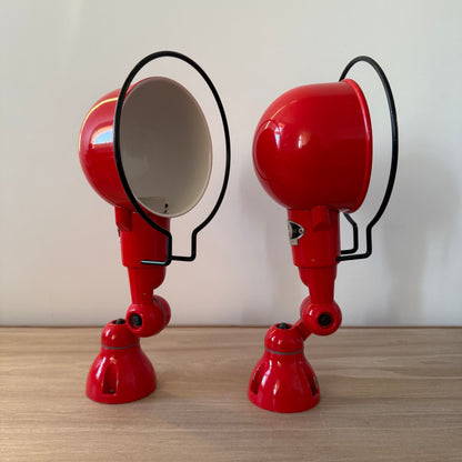 Pair Vintage Jieldé Red Industrial Wall Lights French Articulated