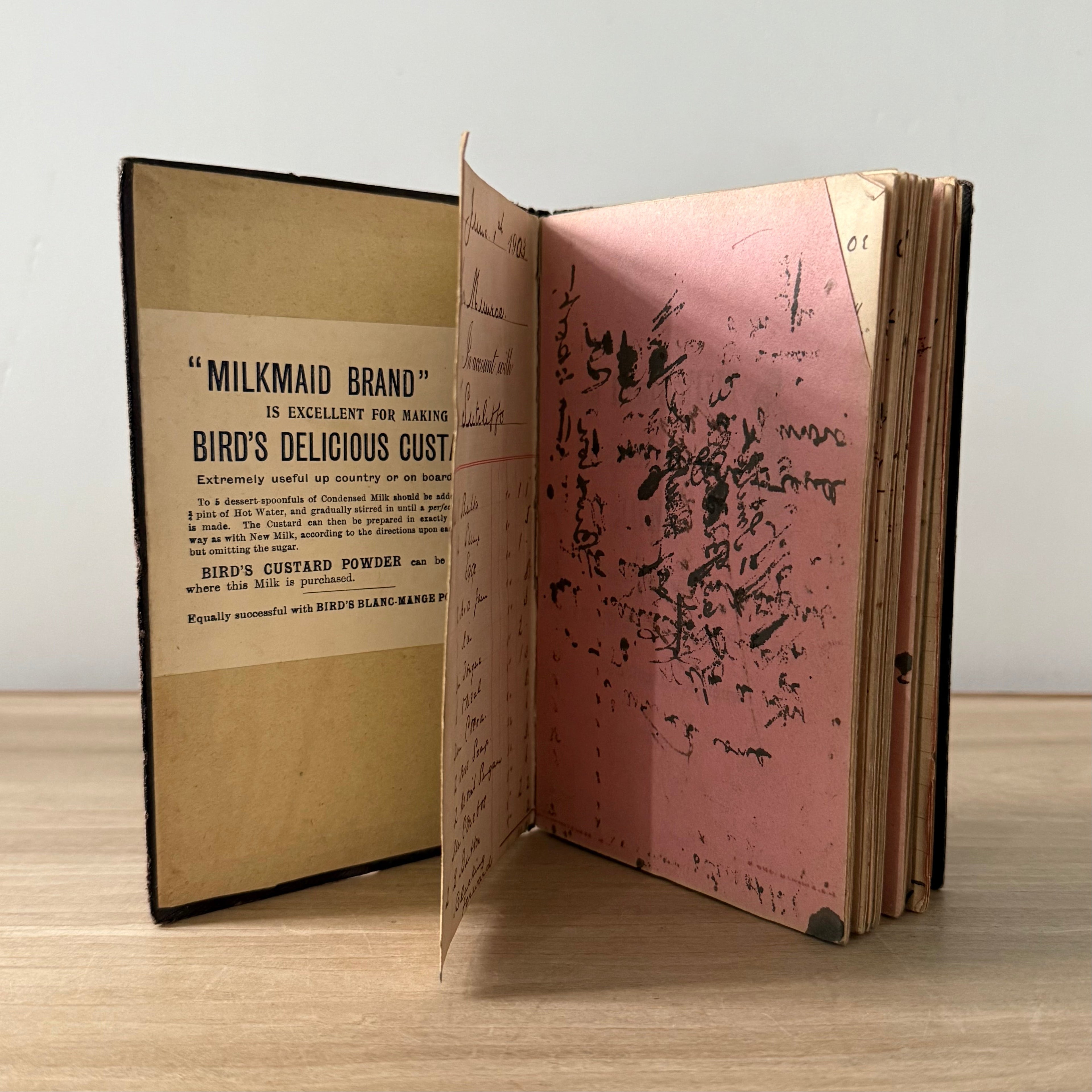 Vintage 1903 Advertising Account Ledger Book – T. Sutcliffe Wrexham Milkmaid Condensed Milk