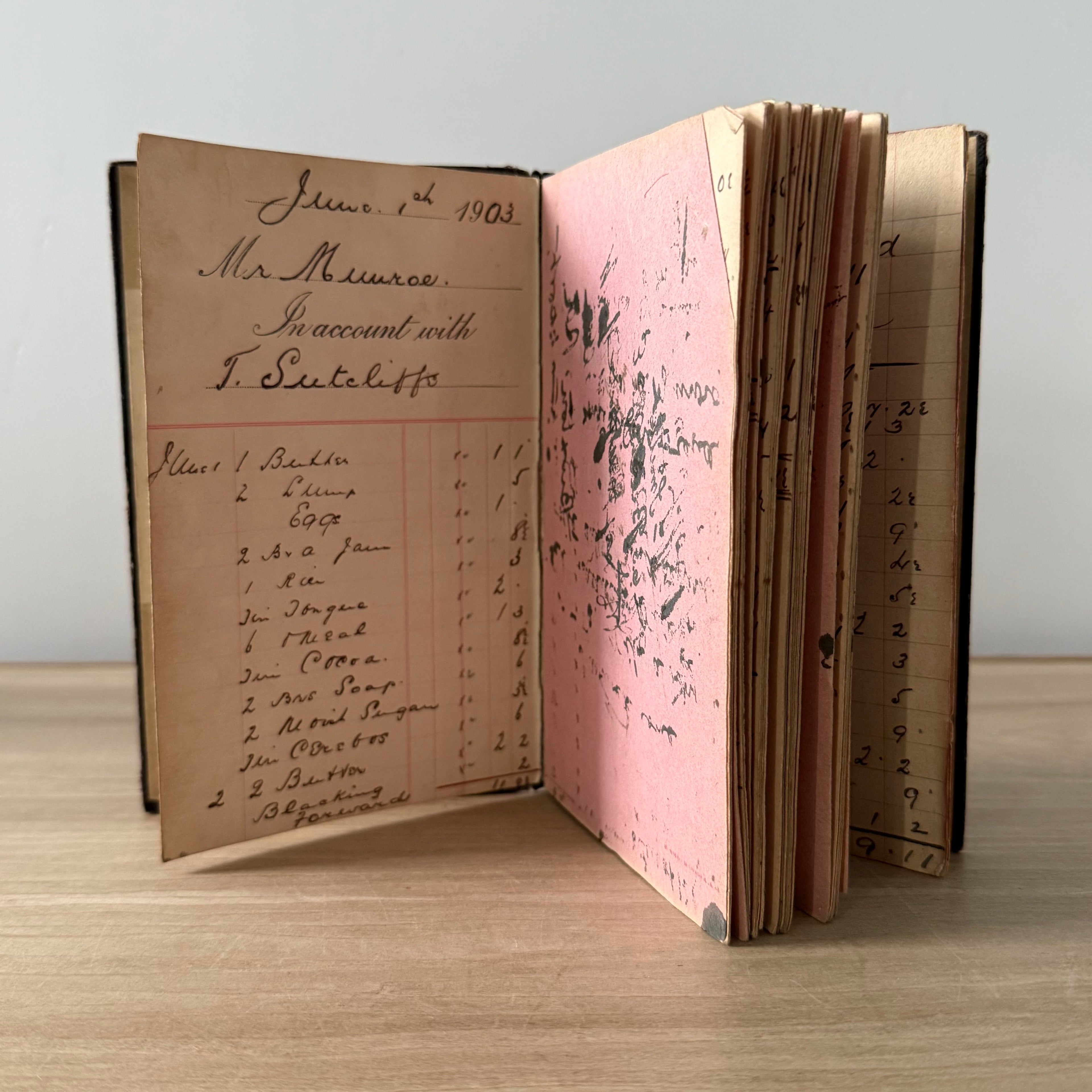 Vintage 1903 Advertising Account Ledger Book – T. Sutcliffe Wrexham Milkmaid Condensed Milk