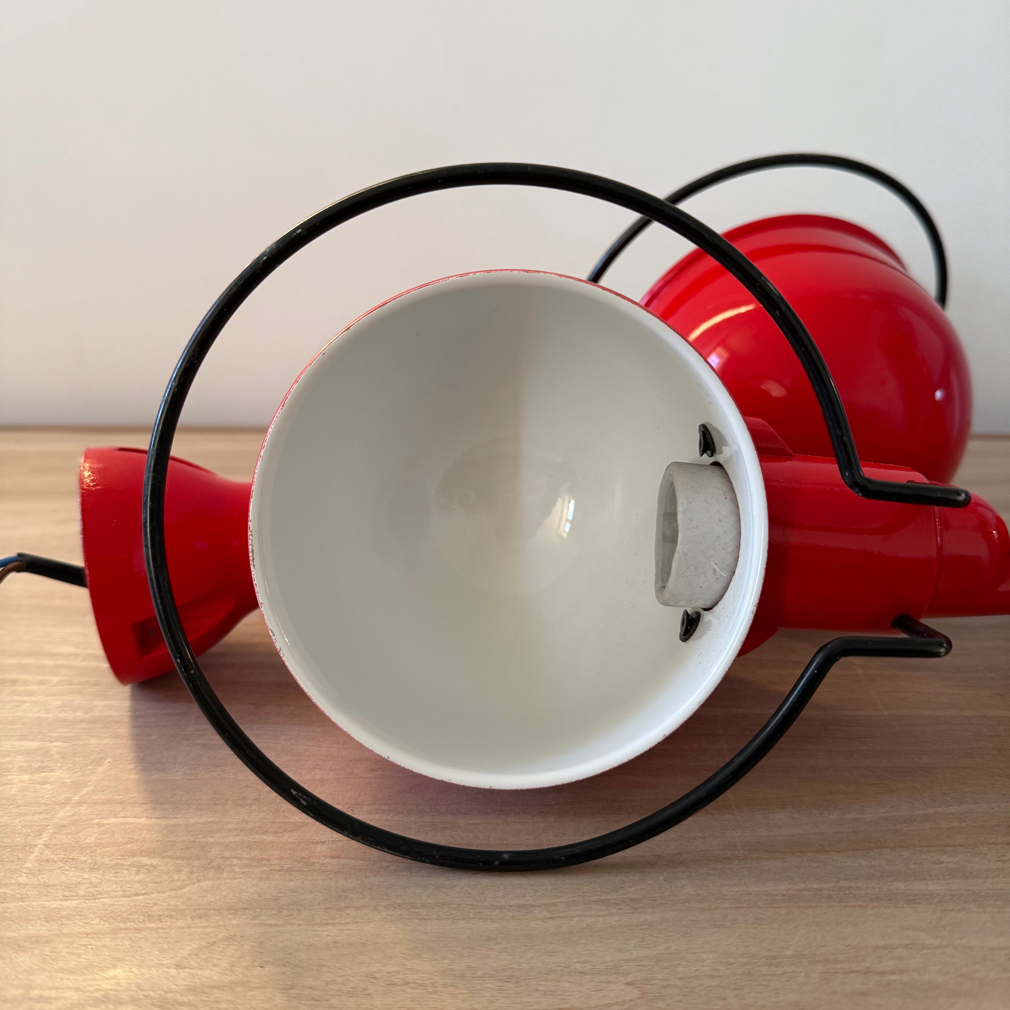 Pair Vintage Jieldé Red Industrial Wall Lights French Articulated