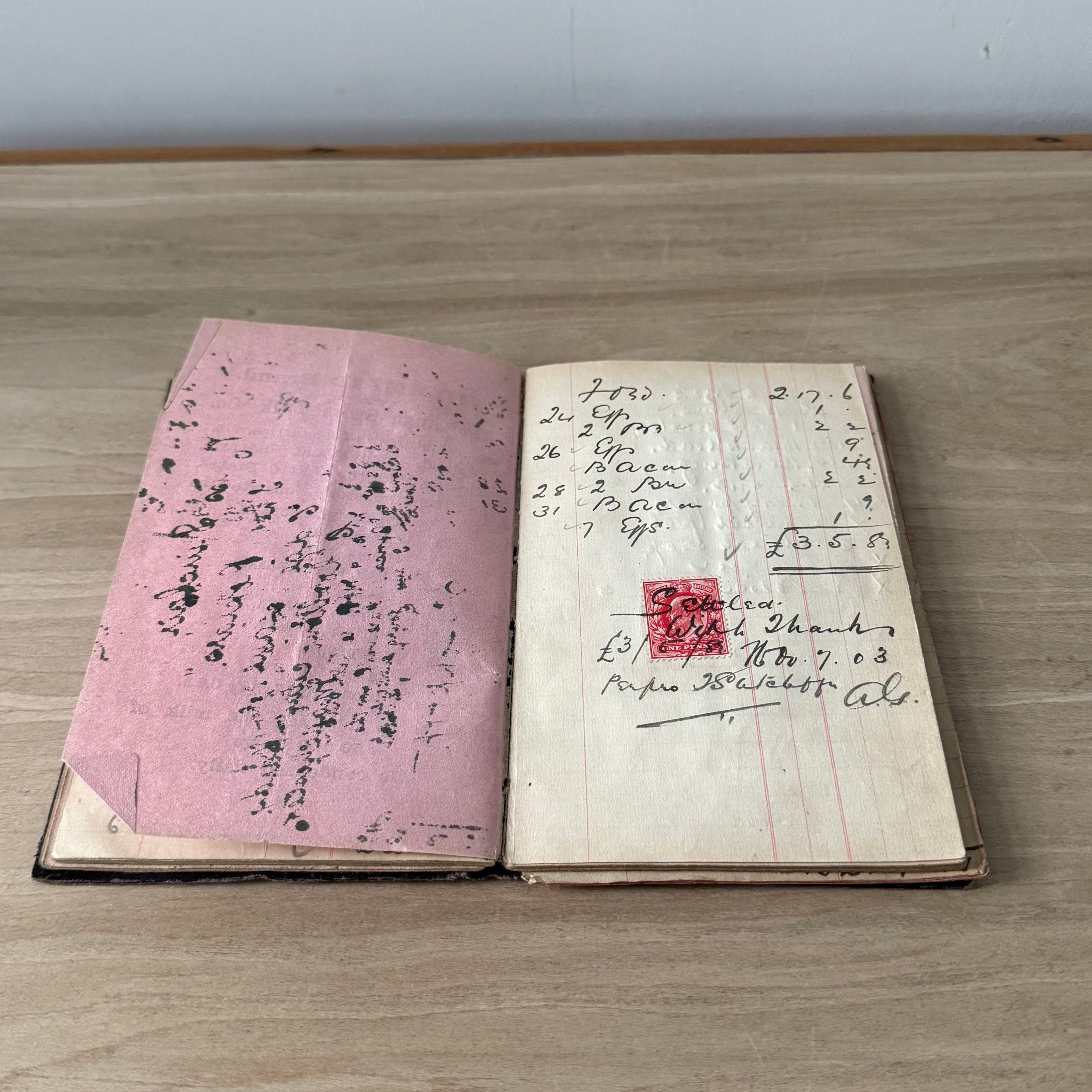 Vintage 1903 Advertising Account Ledger Book – T. Sutcliffe Wrexham Milkmaid Condensed Milk