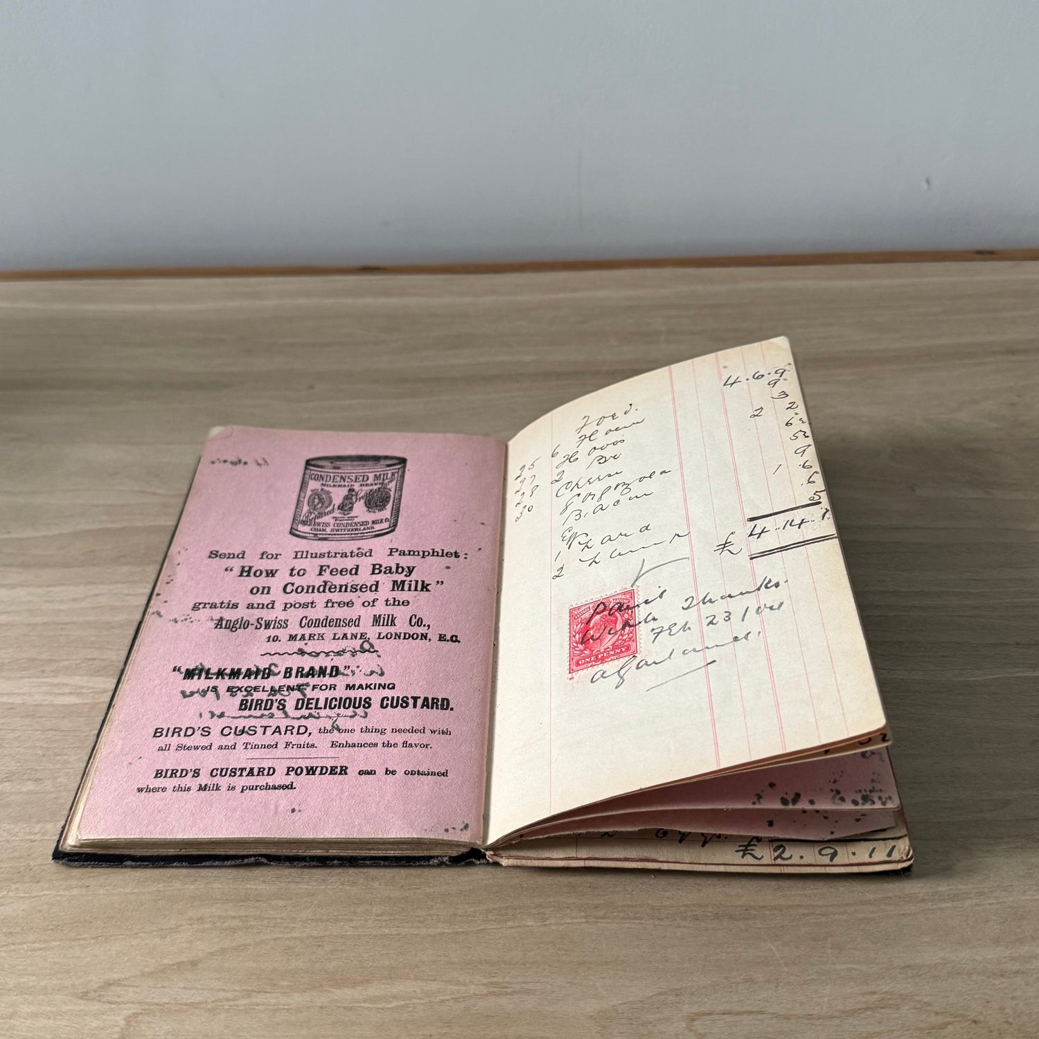 Vintage 1903 Advertising Account Ledger Book – T. Sutcliffe Wrexham Milkmaid Condensed Milk