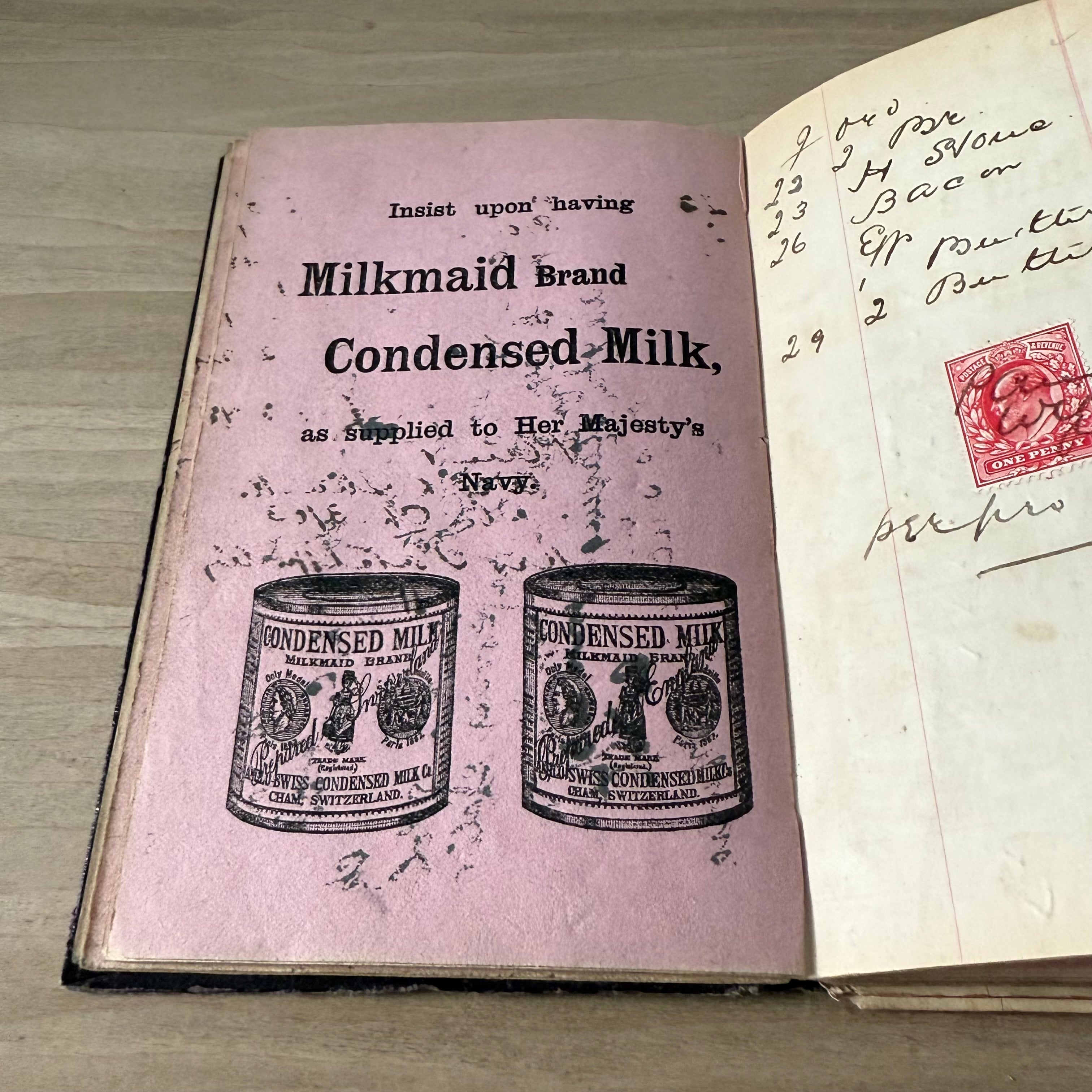 Vintage 1903 Advertising Account Ledger Book – T. Sutcliffe Wrexham Milkmaid Condensed Milk