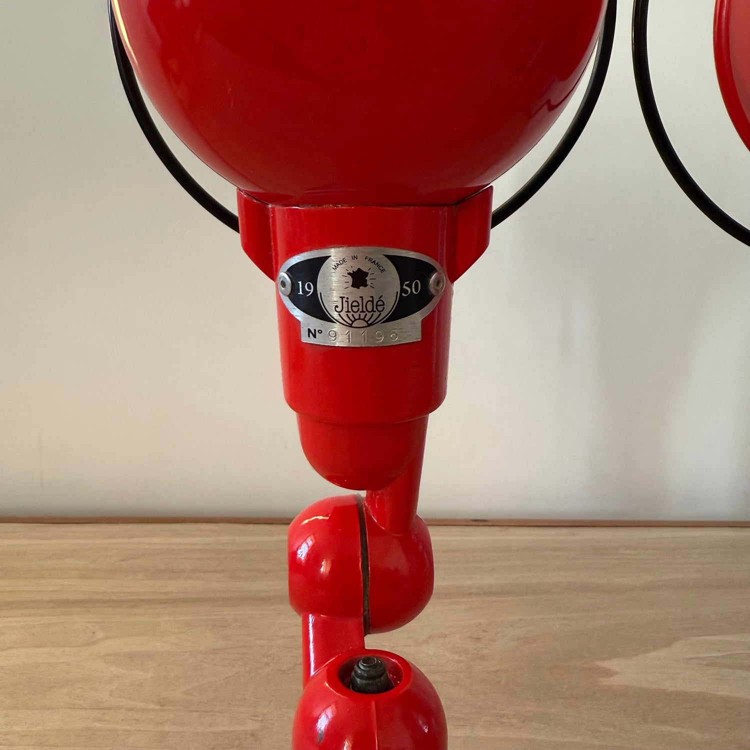 Pair Vintage Jieldé Red Industrial Wall Lights French Articulated