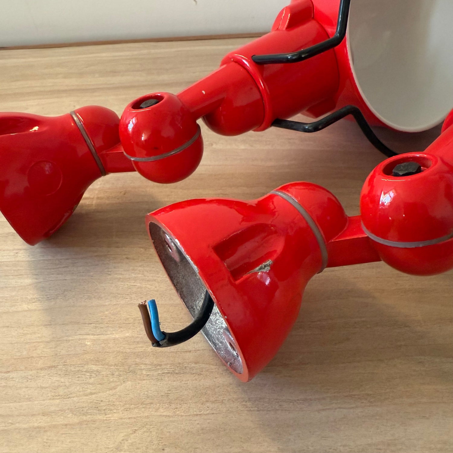 Pair Vintage Jieldé Red Industrial Wall Lights French Articulated