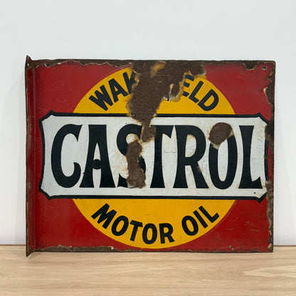 Castrol Motor Oil Enamel Advertising Sign Wakefield Oil c1920