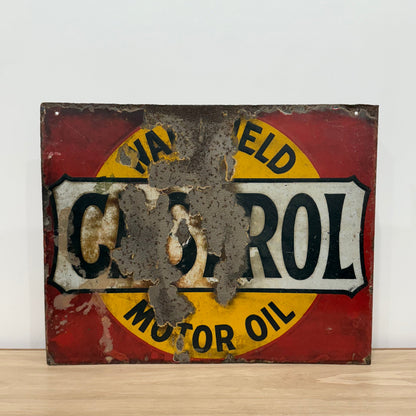 Castrol Motor Oil Enamel Advertising Sign Wakefield Oil c1920