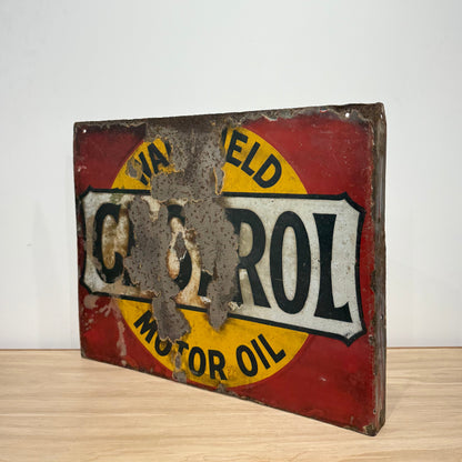 Castrol Motor Oil Enamel Advertising Sign Wakefield Oil c1920