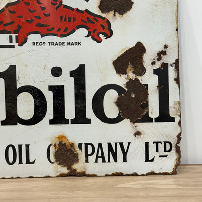 Gargoyle Mobiloil Enamel Advertising Sign Vacuum Oil Company c1920