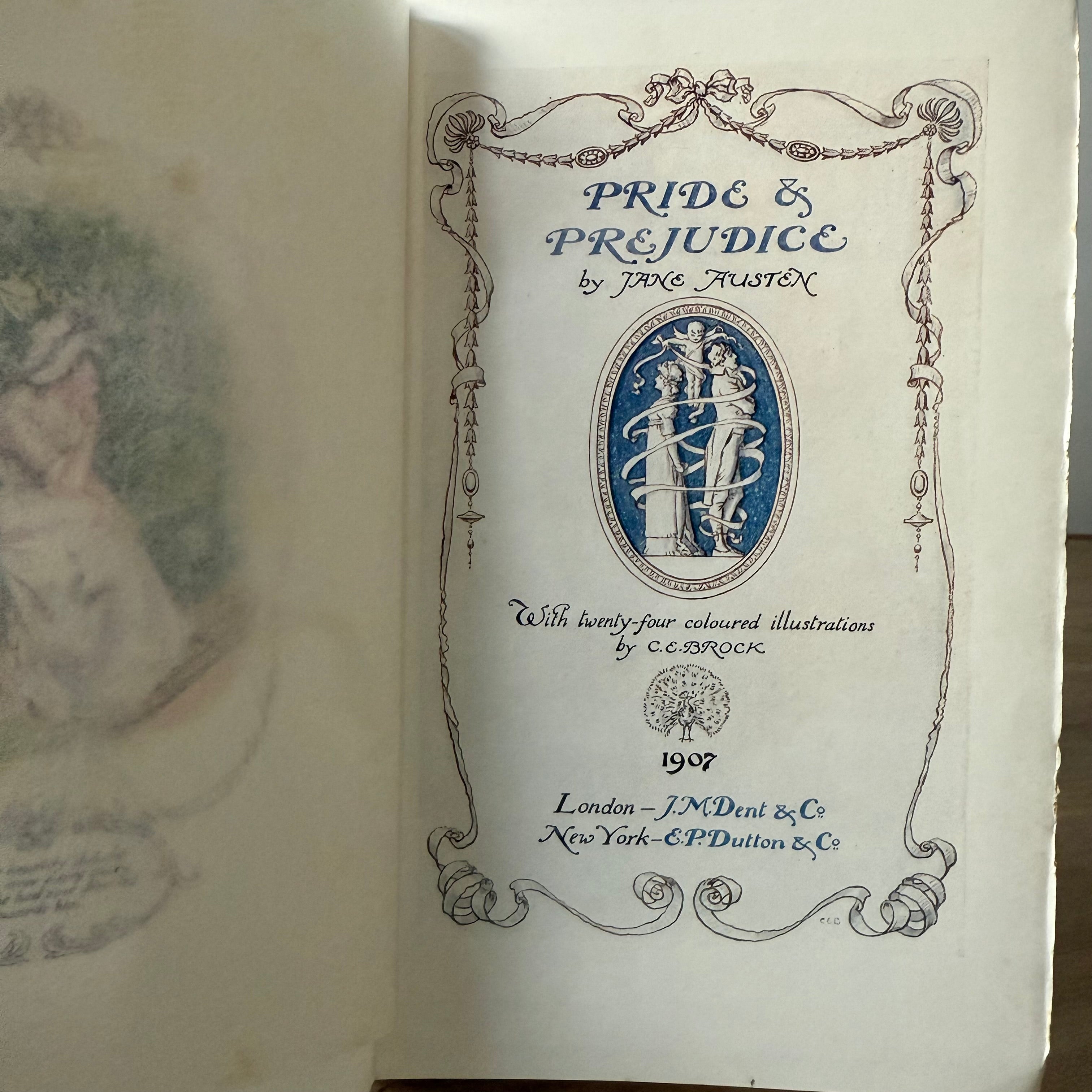 Pride and Prejudice Jane Austen 1907 Dent Brock Illustrated Antique Book