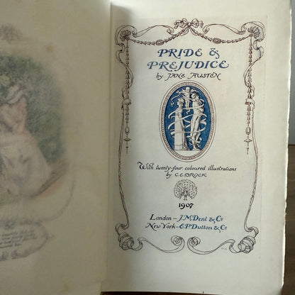 Pride and Prejudice Jane Austen 1907 Dent Brock Illustrated Antique Book
