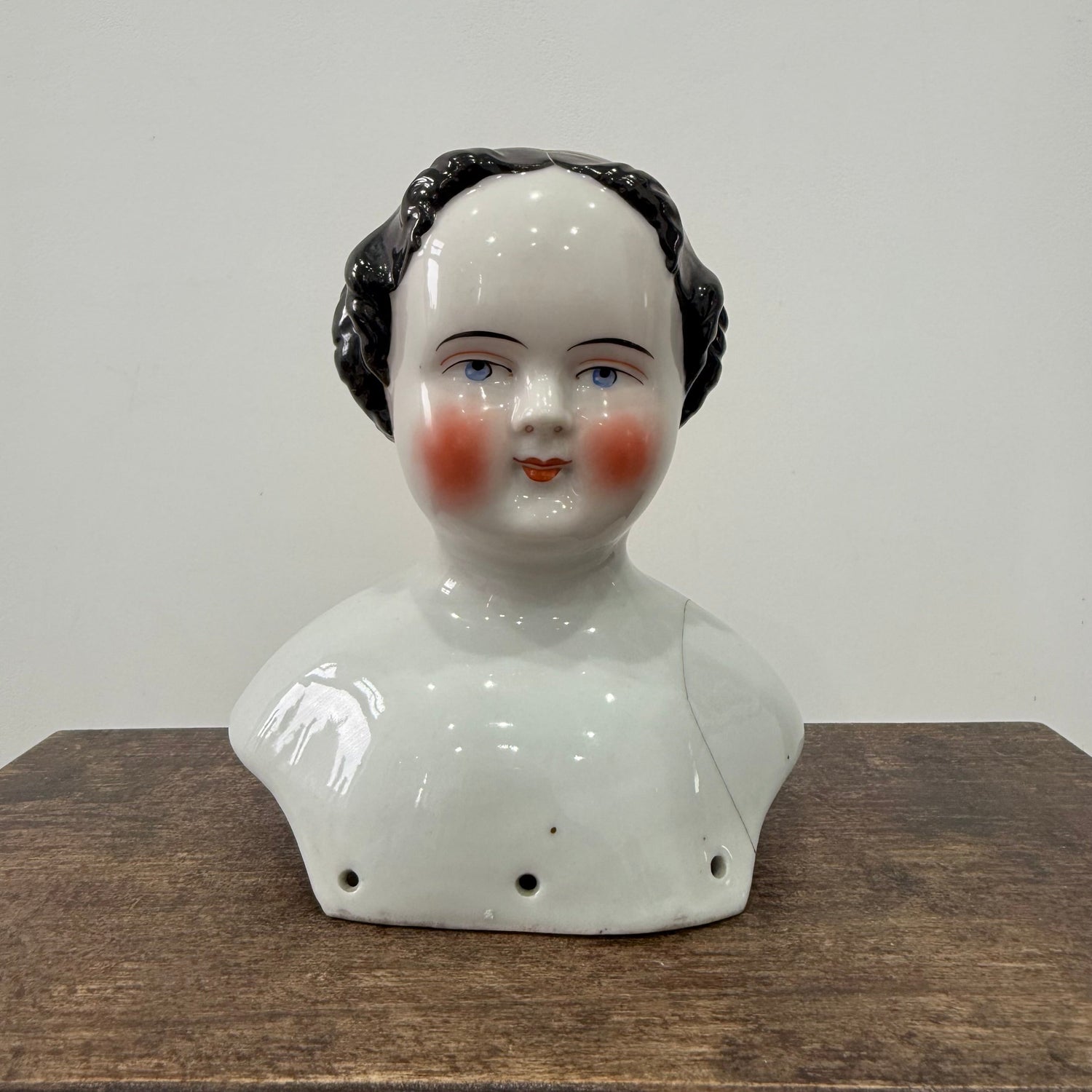 Antique Porcelain Doll Shoulder Head Bust 19th Century