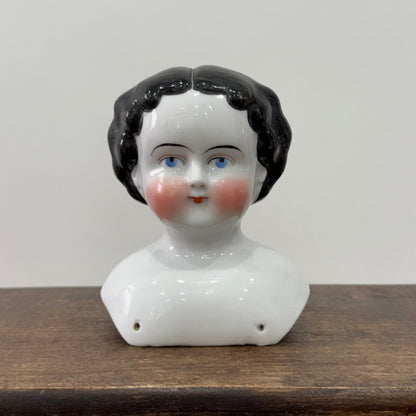 Antique Porcelain Doll Shoulder Head Bust 19th Century Rosy Cheeks