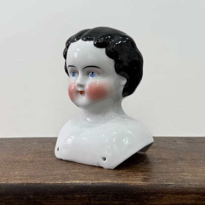 Antique Porcelain Doll Shoulder Head Bust 19th Century Rosy Cheeks