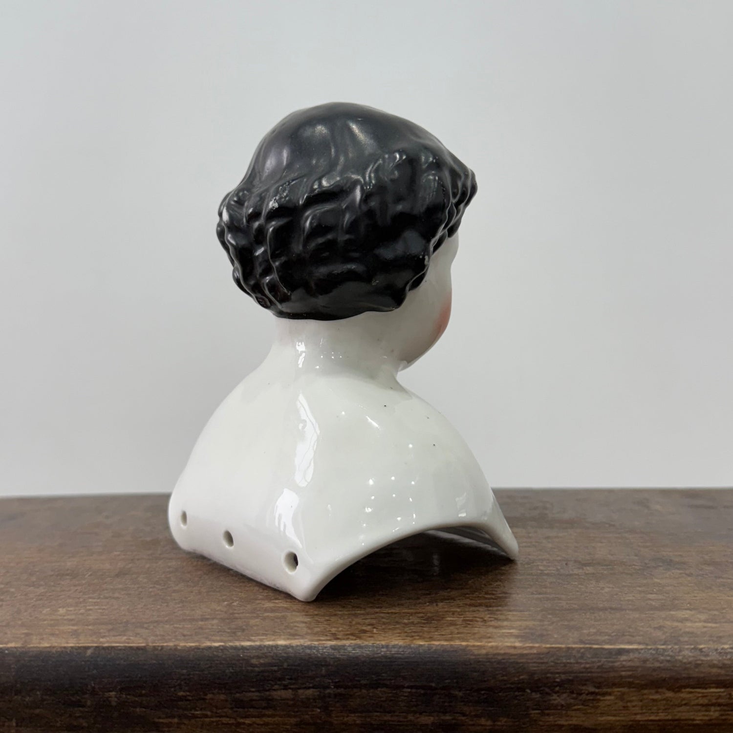 Antique Porcelain Doll Shoulder Head Bust Rosy Cheeks 19th Century