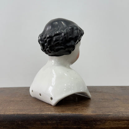 Antique Porcelain Doll Shoulder Head Bust Rosy Cheeks 19th Century
