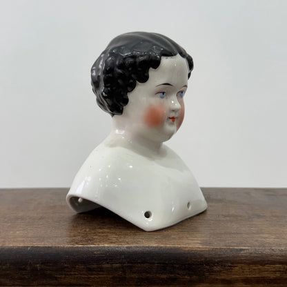 Antique Porcelain Doll Shoulder Head Bust Rosy Cheeks 19th Century