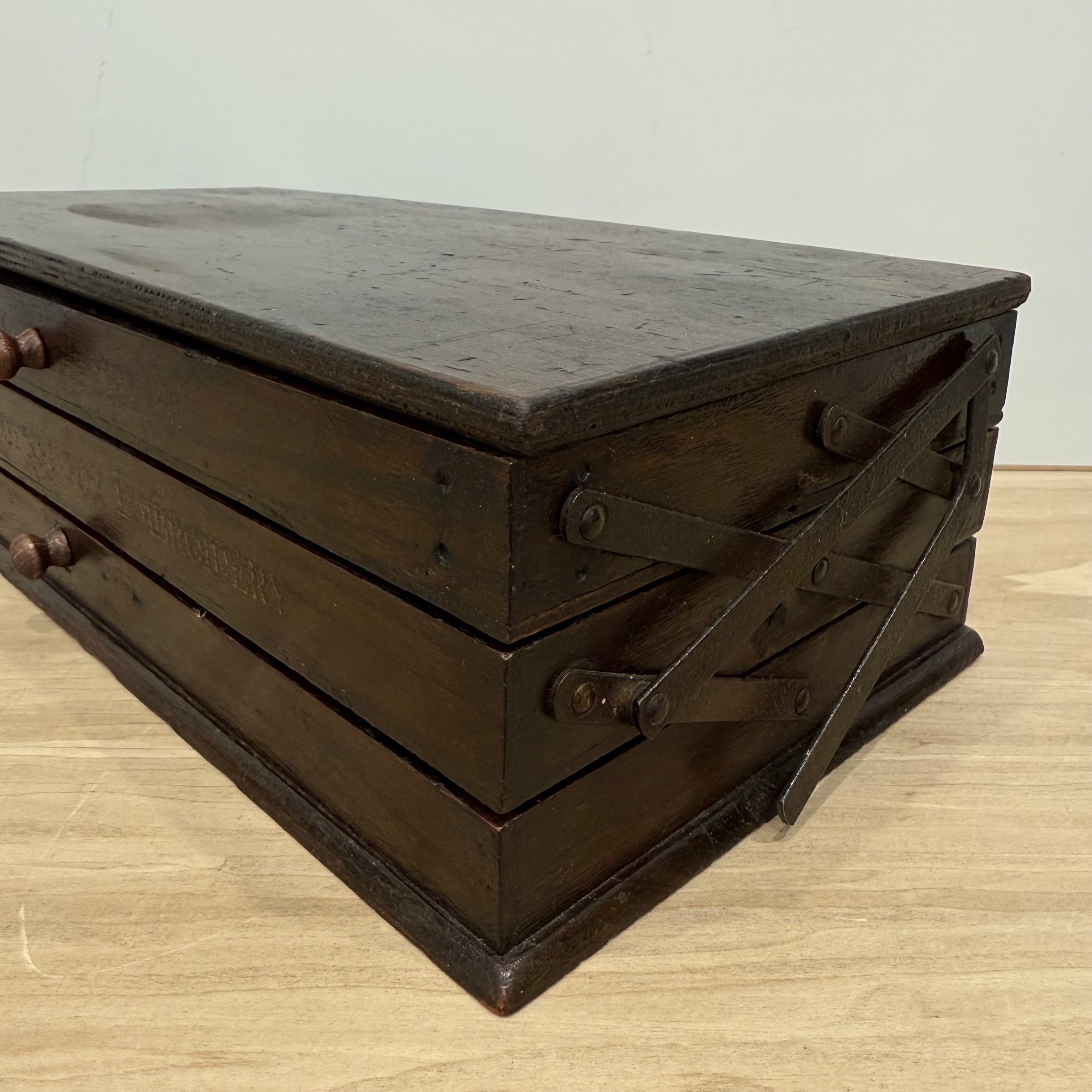 Antique Clark’s Anchor Cantilever Embroidery Thread Box with Original Contents