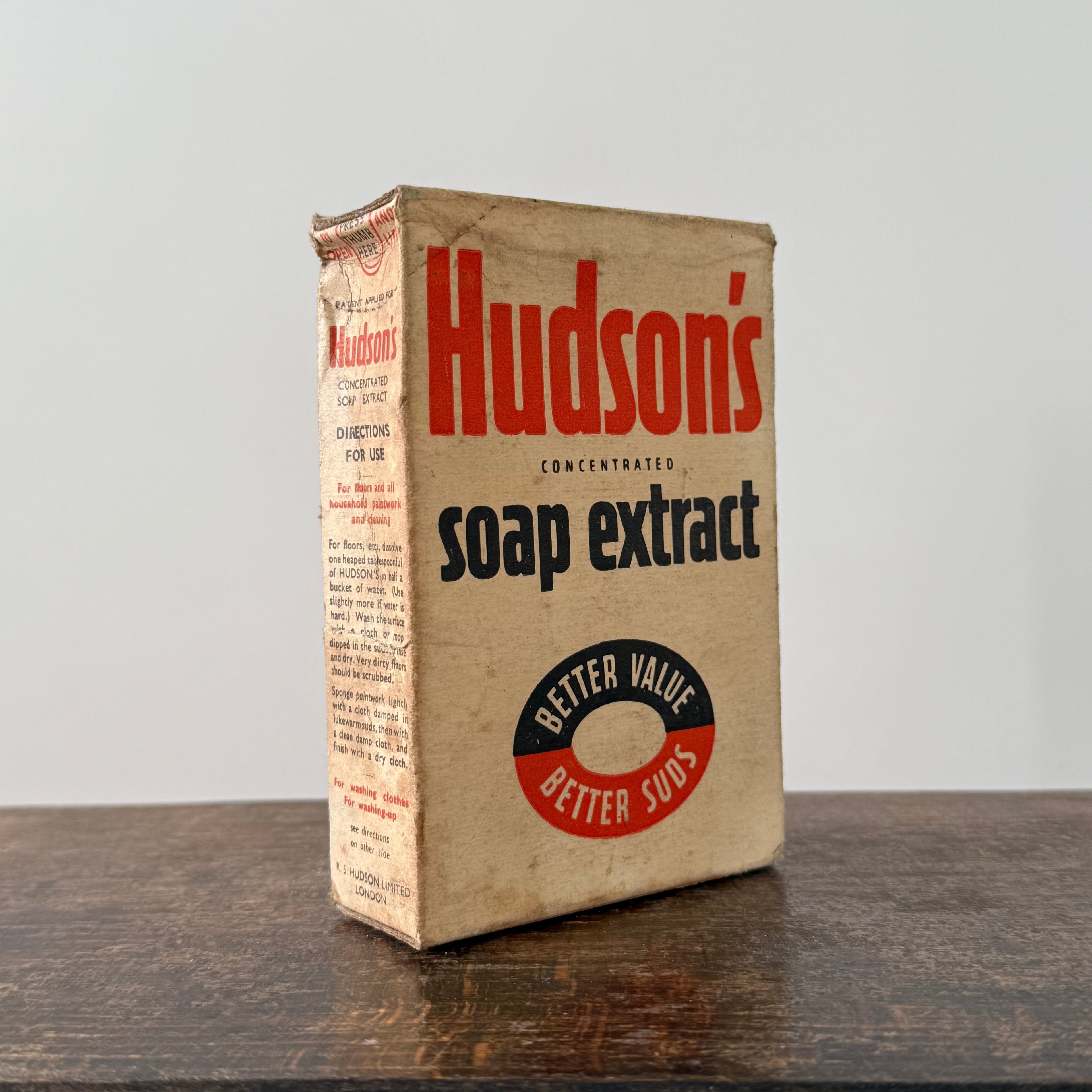 Hudson’s Concentrated Soap Extract Vintage Cardboard Box Advertising