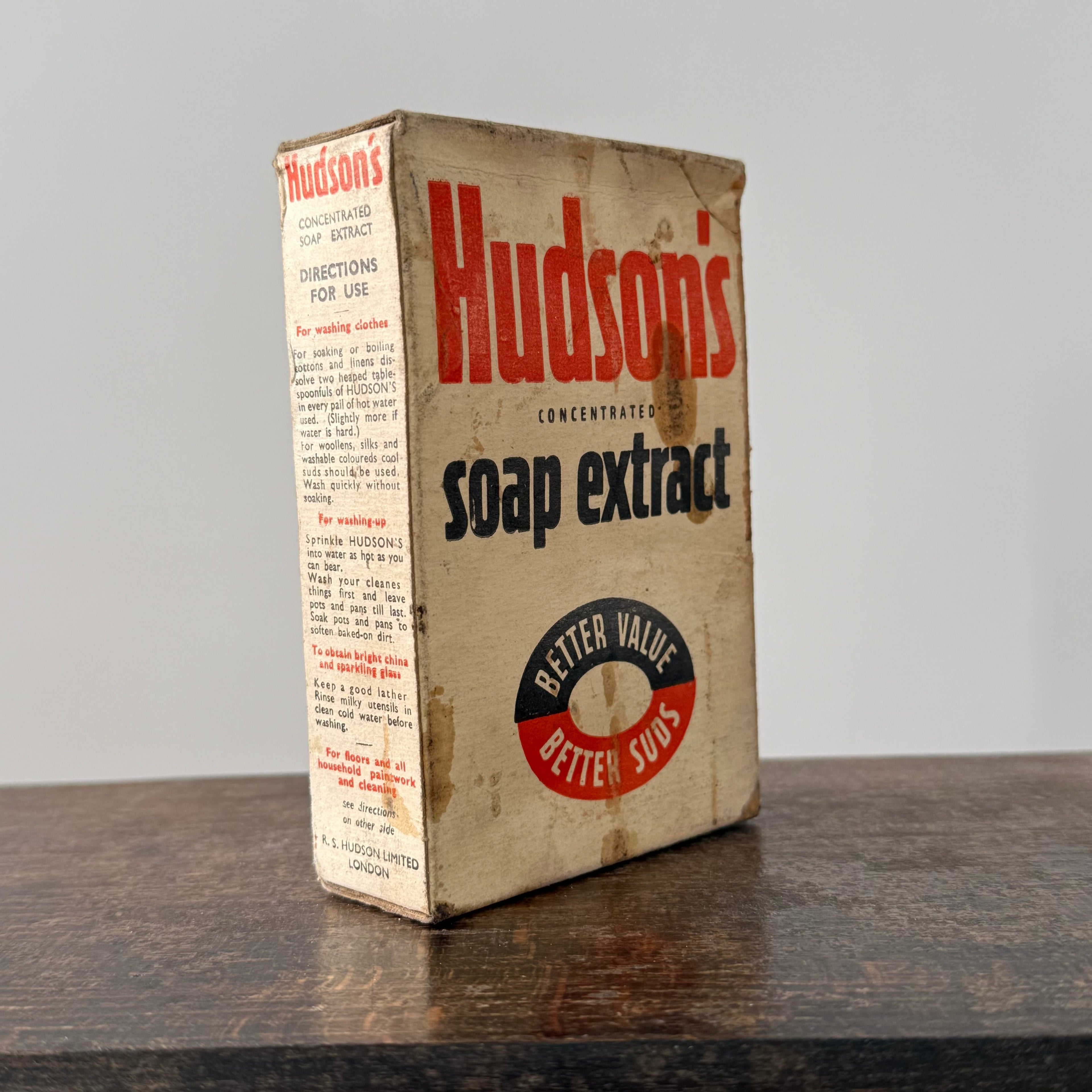 Hudson’s Concentrated Soap Extract Vintage Cardboard Box Advertising
