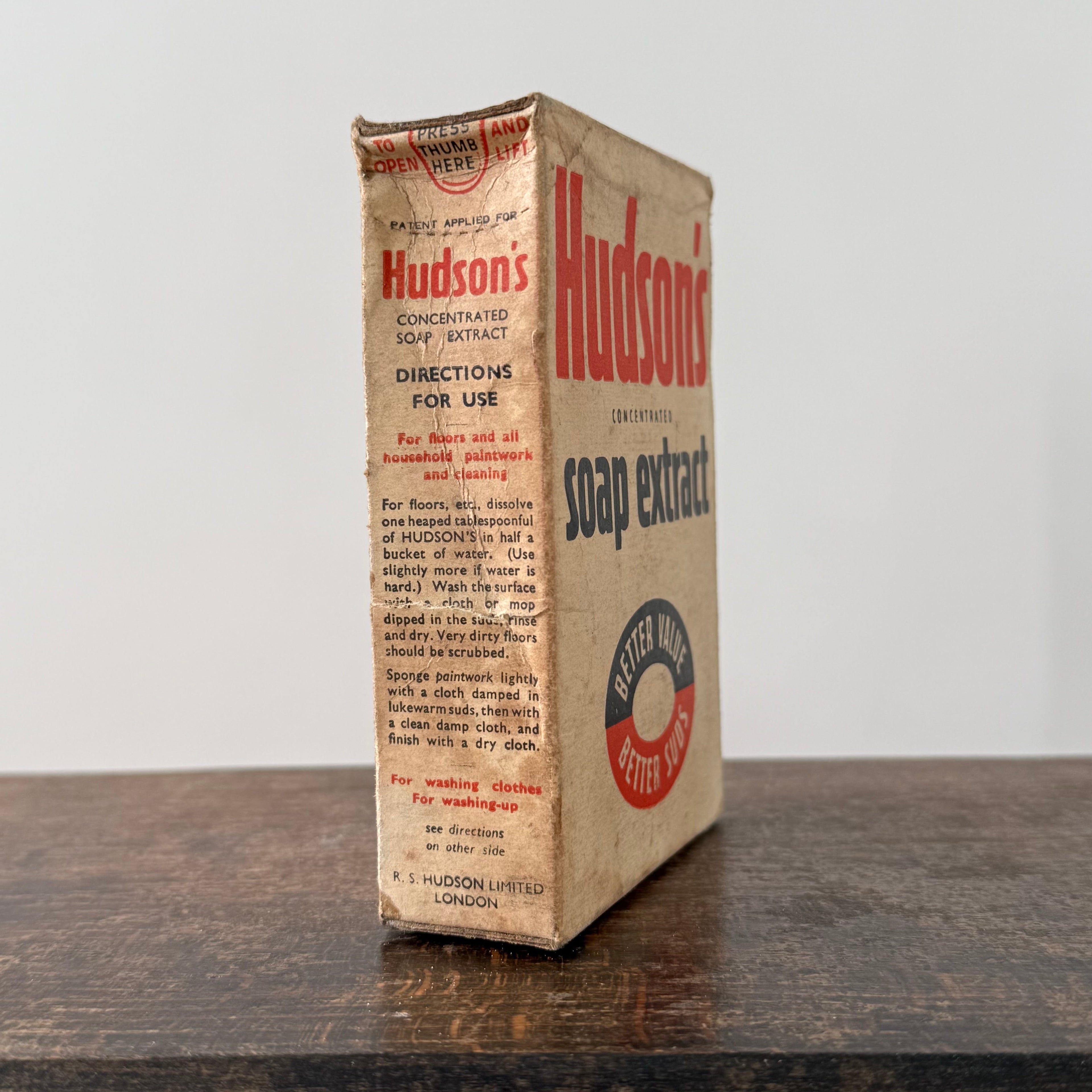 Hudson’s Concentrated Soap Extract Vintage Cardboard Box Advertising