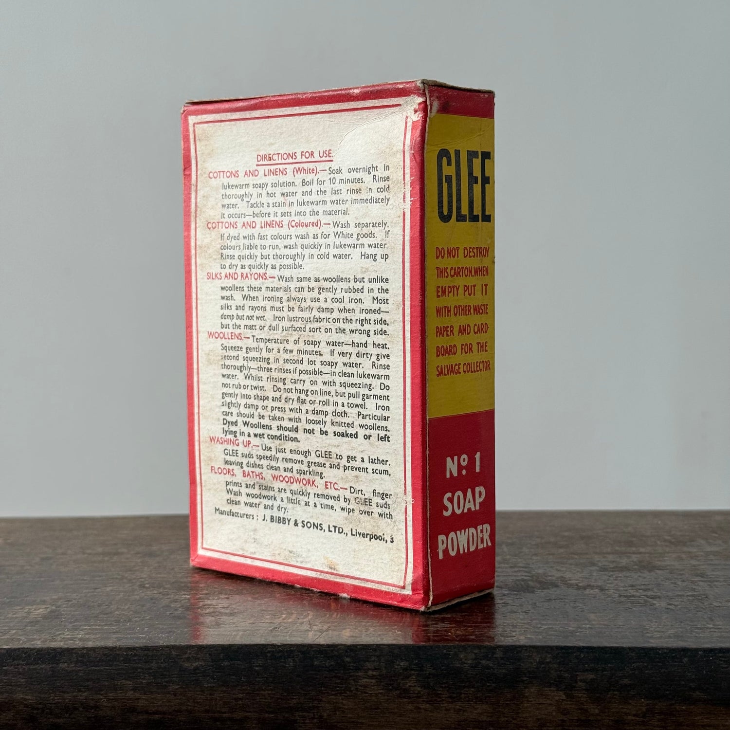 Glee No.1 Soap Powder Vintage Cardboard Box Unopened Full