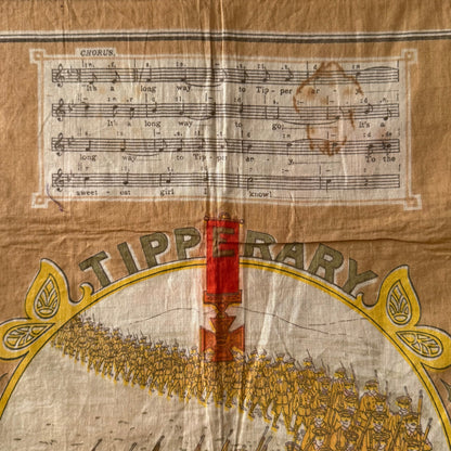 WWI “It’s a Long Way to Tipperary” Printed Cotton Souvenir Handkerchief