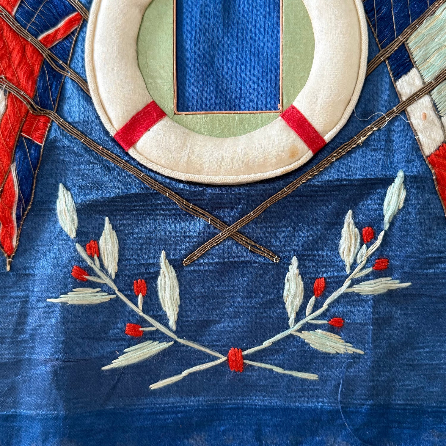 WWI Commemorative Embroidered Silk Panel A.D. 1914 Great European Conflict