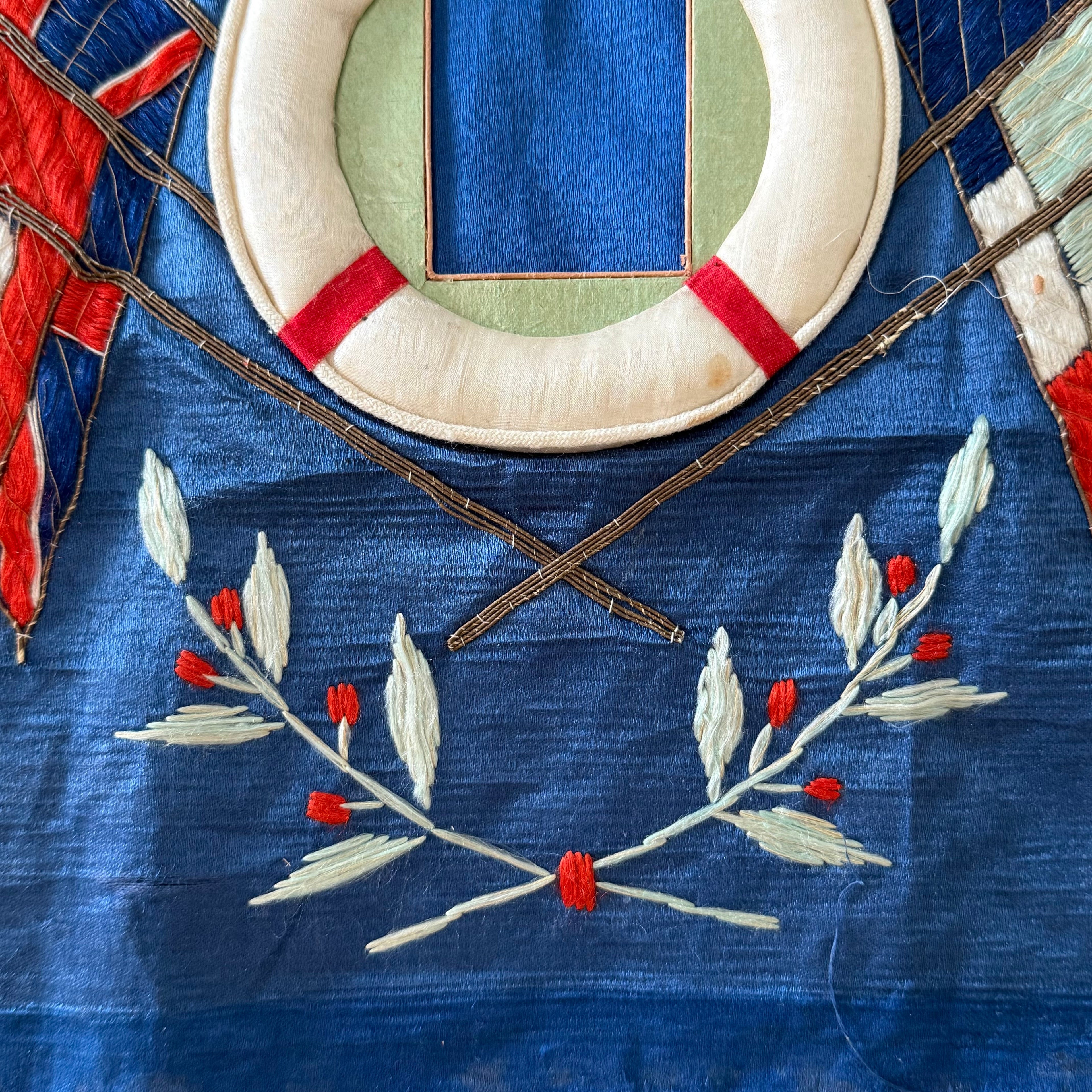 WWI Commemorative Embroidered Silk Panel A.D. 1914 Great European Conflict