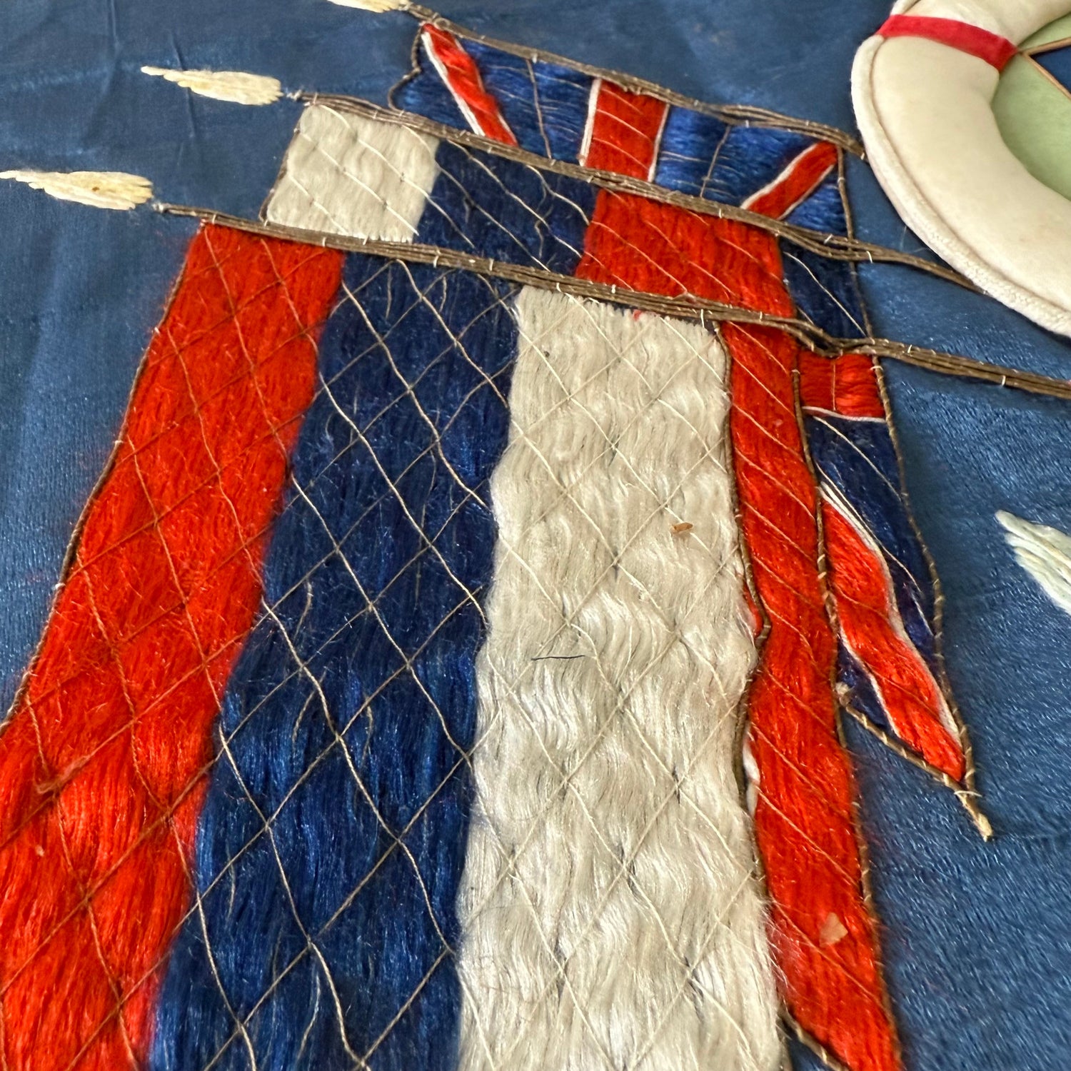 WWI Commemorative Embroidered Silk Panel A.D. 1914 Great European Conflict