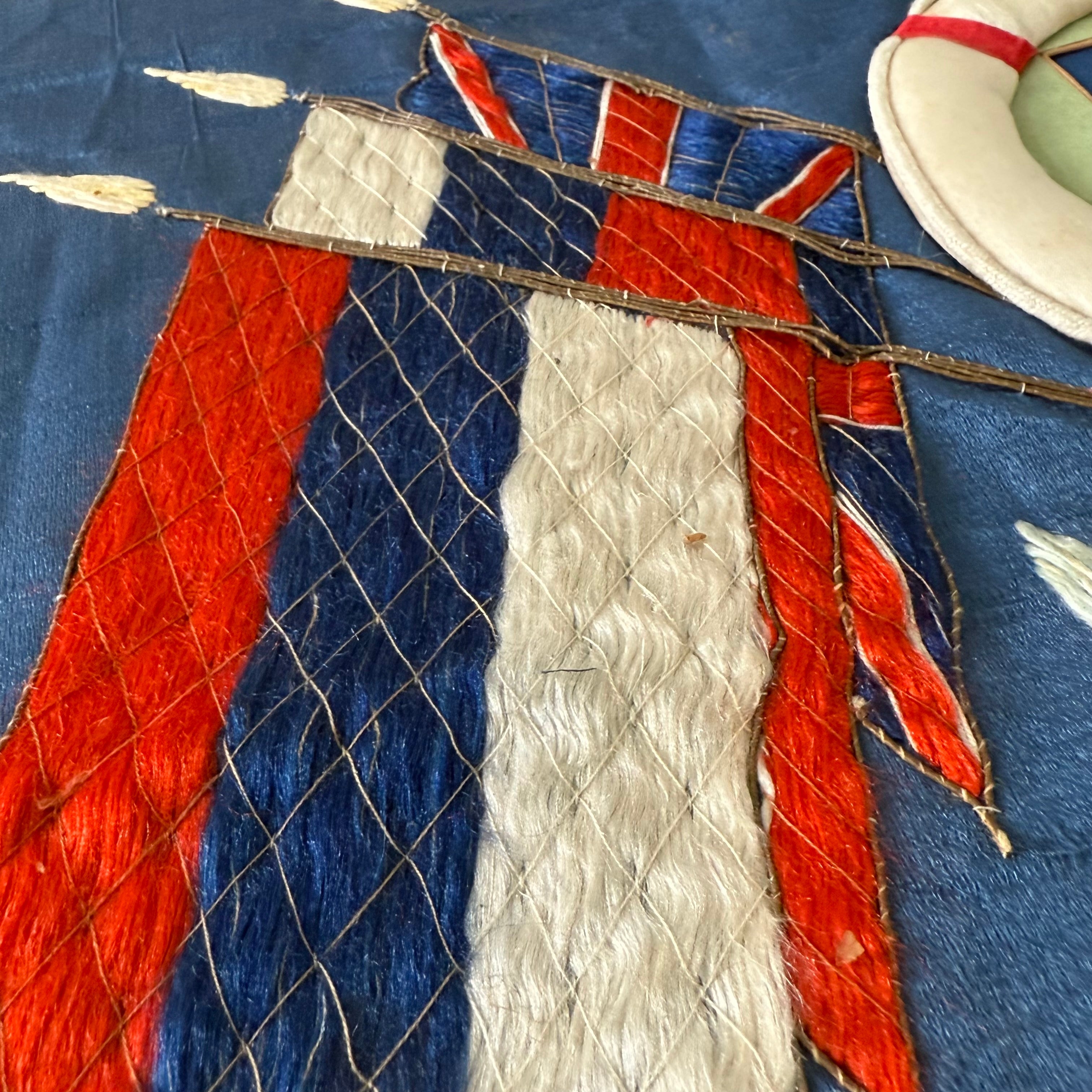 WWI Commemorative Embroidered Silk Panel A.D. 1914 Great European Conflict