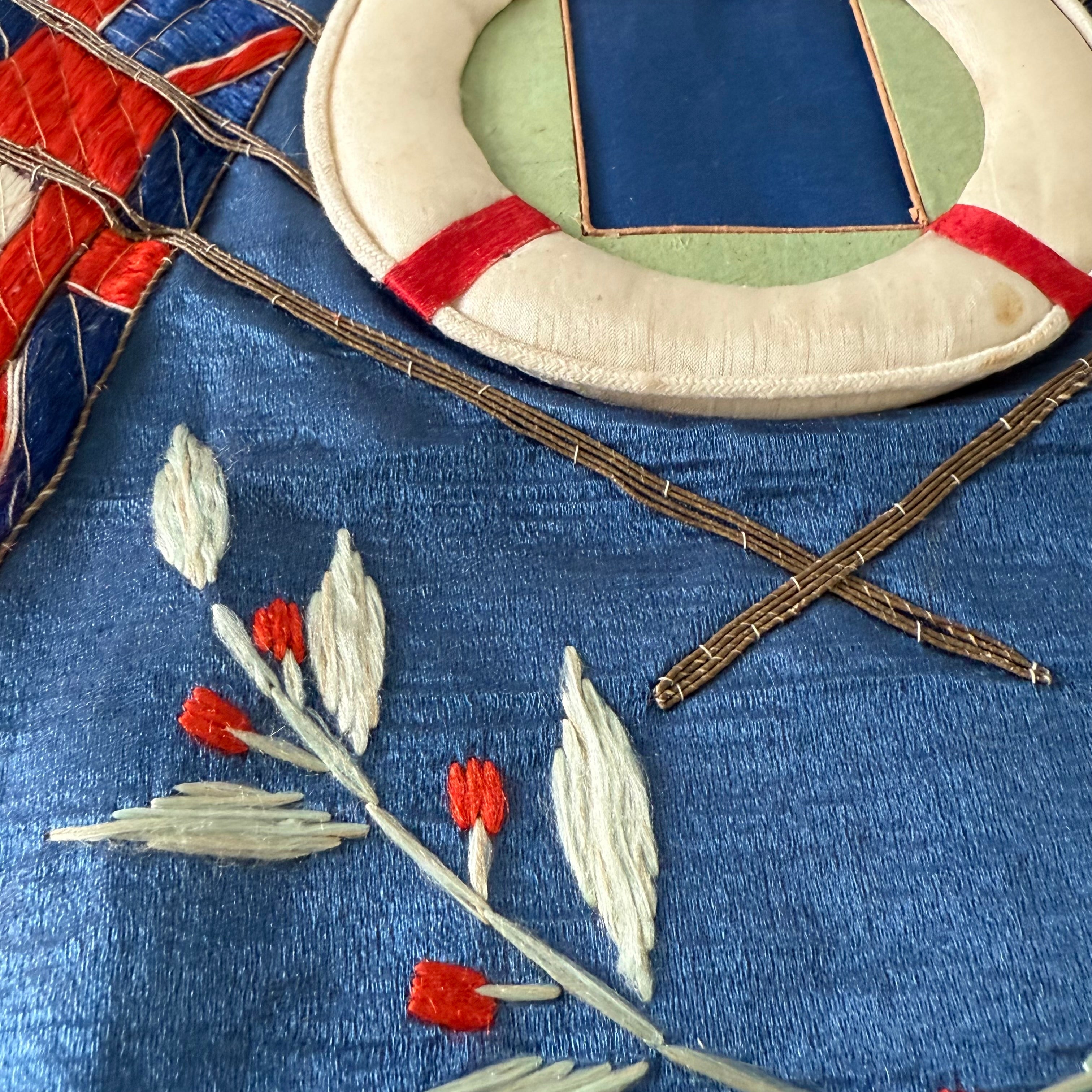 WWI Commemorative Embroidered Silk Panel A.D. 1914 Great European Conflict