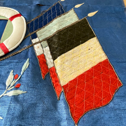 WWI Commemorative Embroidered Silk Panel A.D. 1914 Great European Conflict