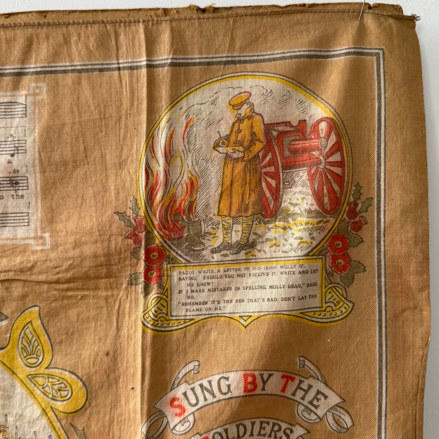 WWI “It’s a Long Way to Tipperary” Printed Cotton Souvenir Handkerchief