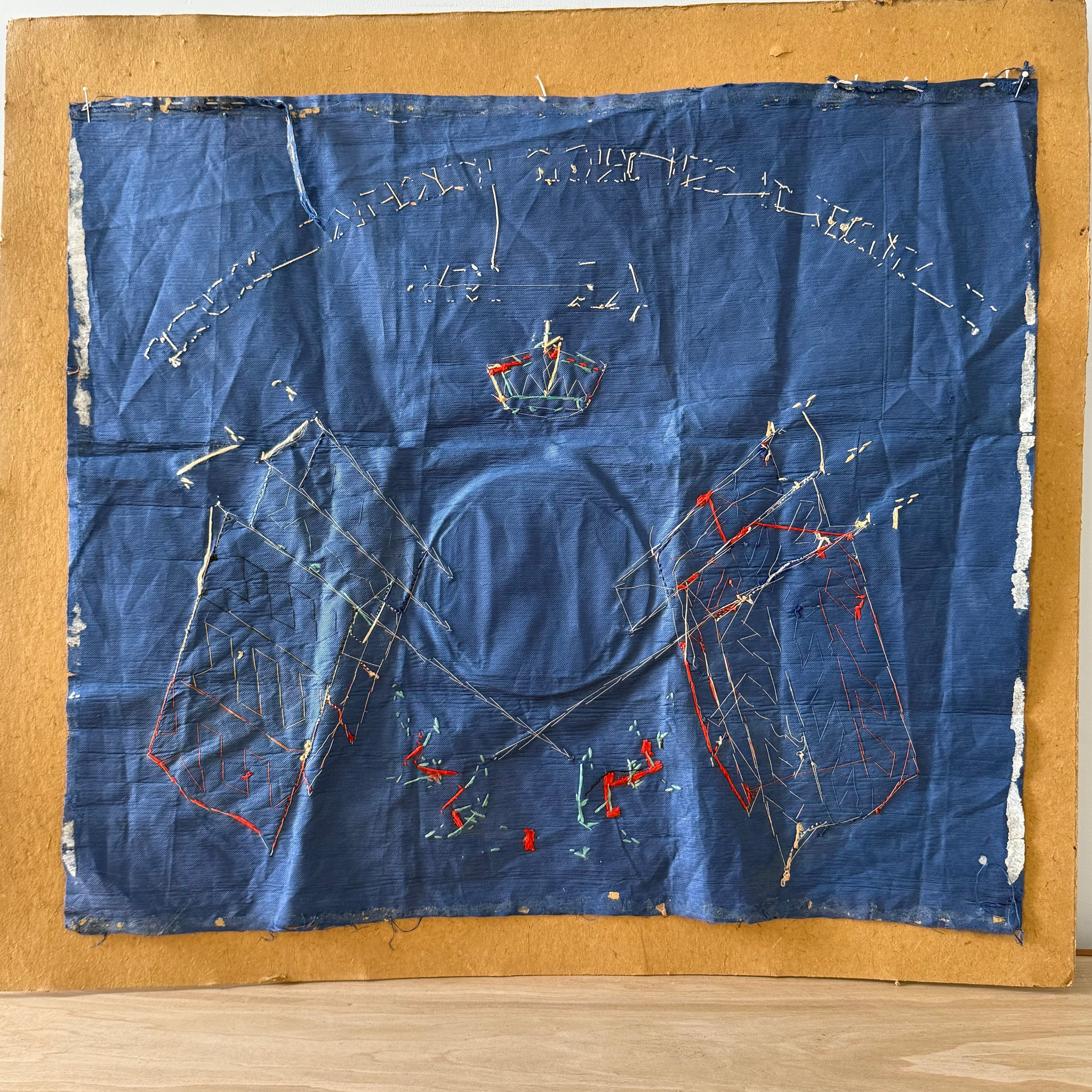 WWI Commemorative Embroidered Silk Panel A.D. 1914 Great European Conflict