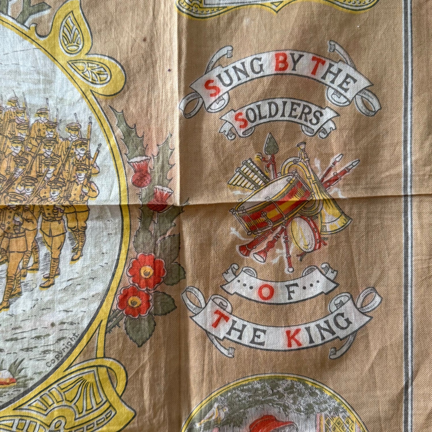 WWI “It’s a Long Way to Tipperary” Printed Cotton Souvenir Handkerchief
