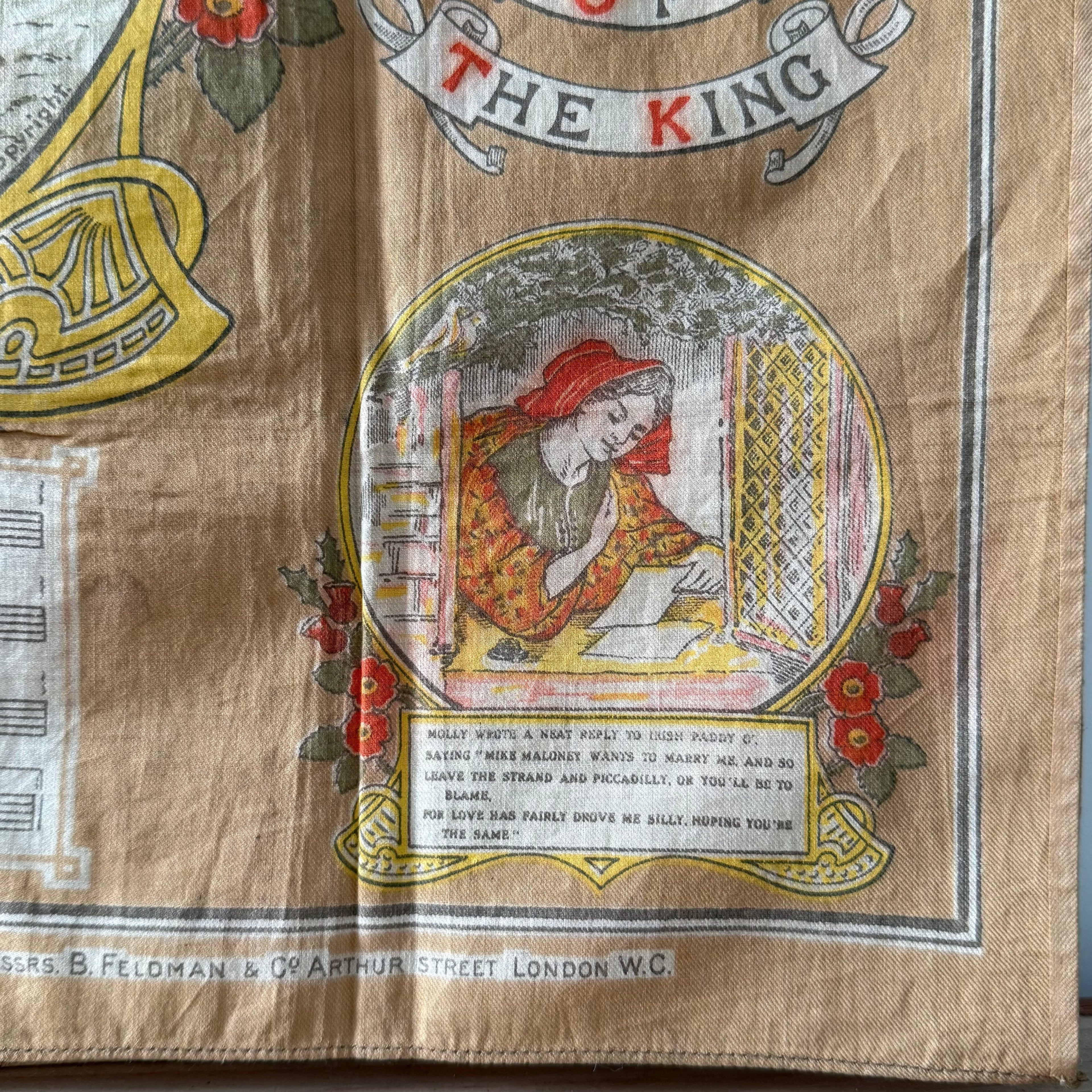 WWI “It’s a Long Way to Tipperary” Printed Cotton Souvenir Handkerchief