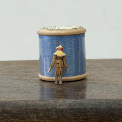 Late 19th Century Miniature Wooden Doll Hand Painted Folk Art 2.5cm
