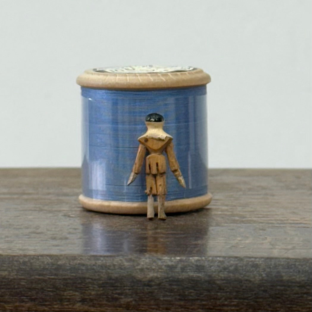 Late 19th Century Miniature Wooden Doll Hand Painted Folk Art 2.5cm