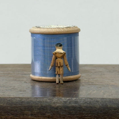 Late 19th Century Miniature Wooden Doll Hand Painted Folk Art 2.5cm